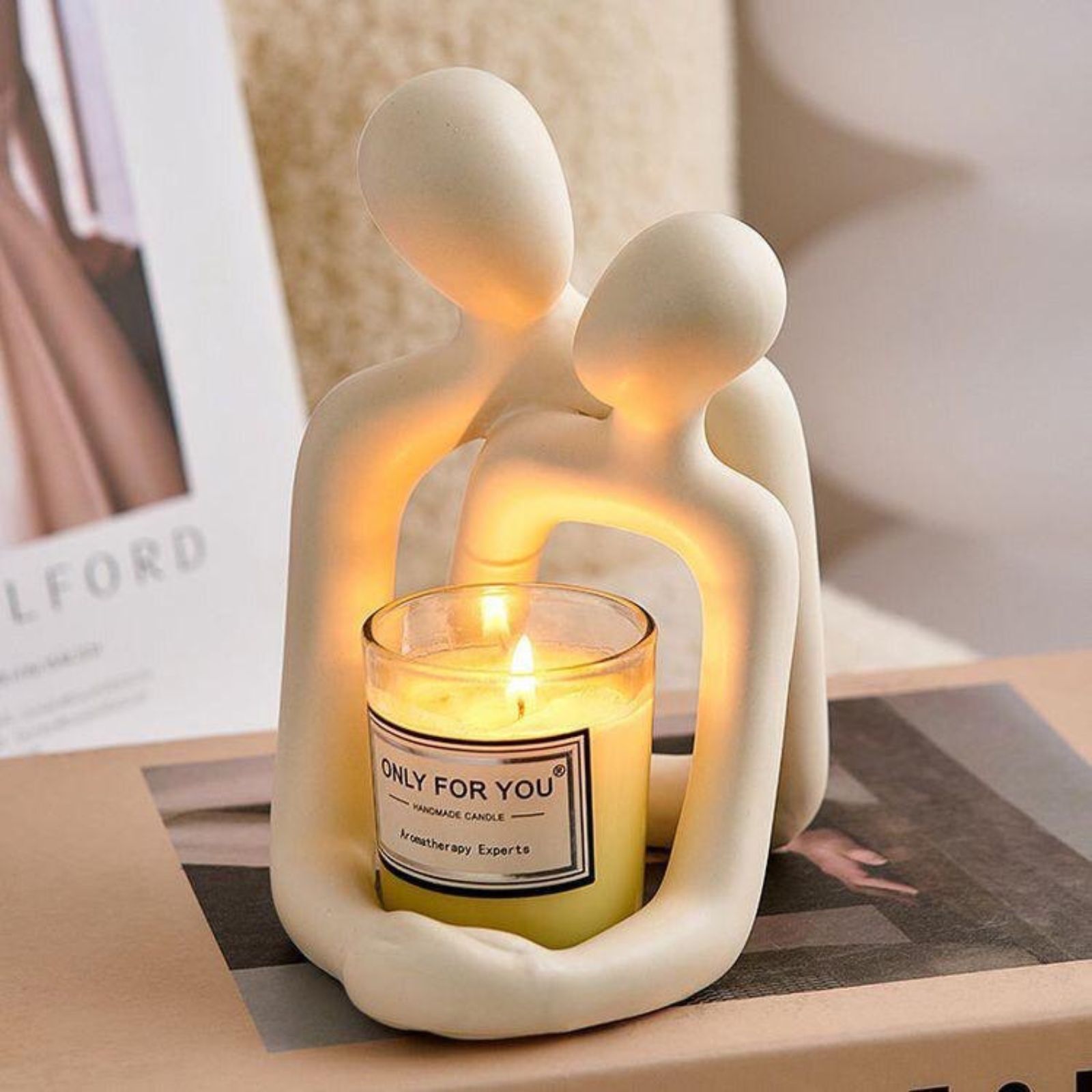 Home Office Bookshelves - Heartwarming Loving Couple Resin Statue -