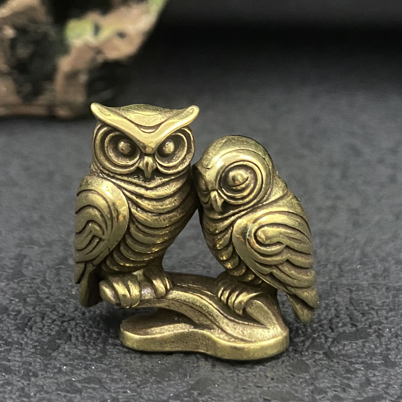 Home Office Bookshelves - 1/2 piece owl brass figurines solid