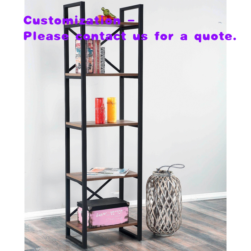 Home Office Bookshelves - custom.Modern Industrial Metal Frame Wooden Bookshelf