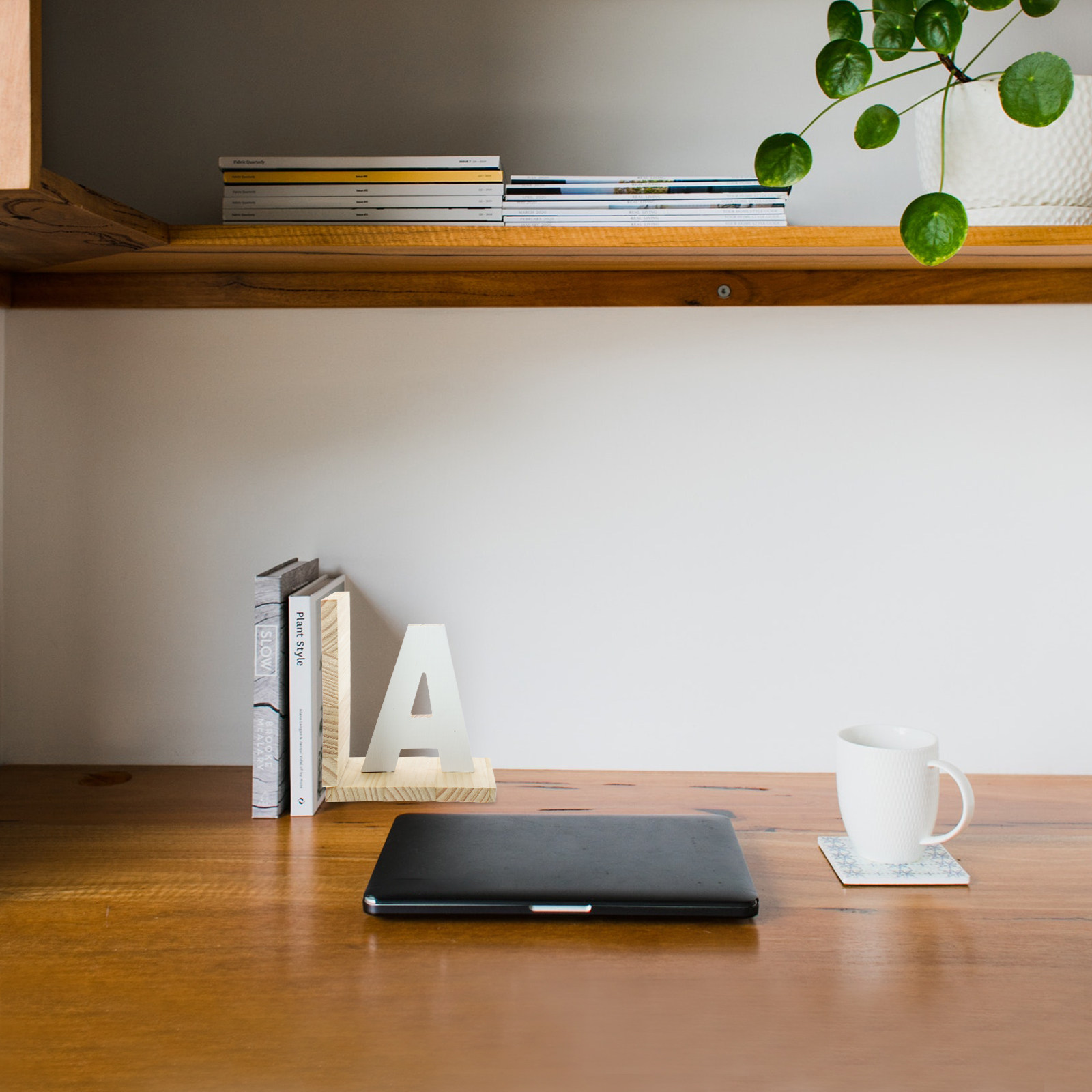 Home Office Bookshelves - Wooden Book End for Desk Reading