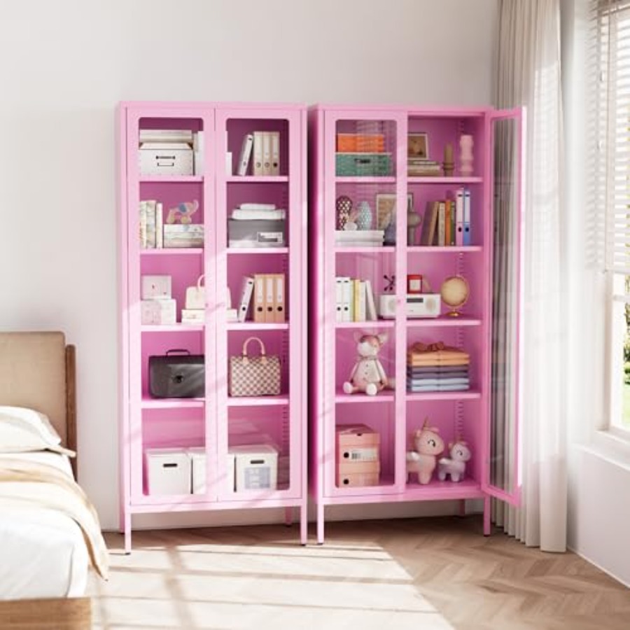 Free Home Office - 5-Tier Glass Display Cabinet for Home