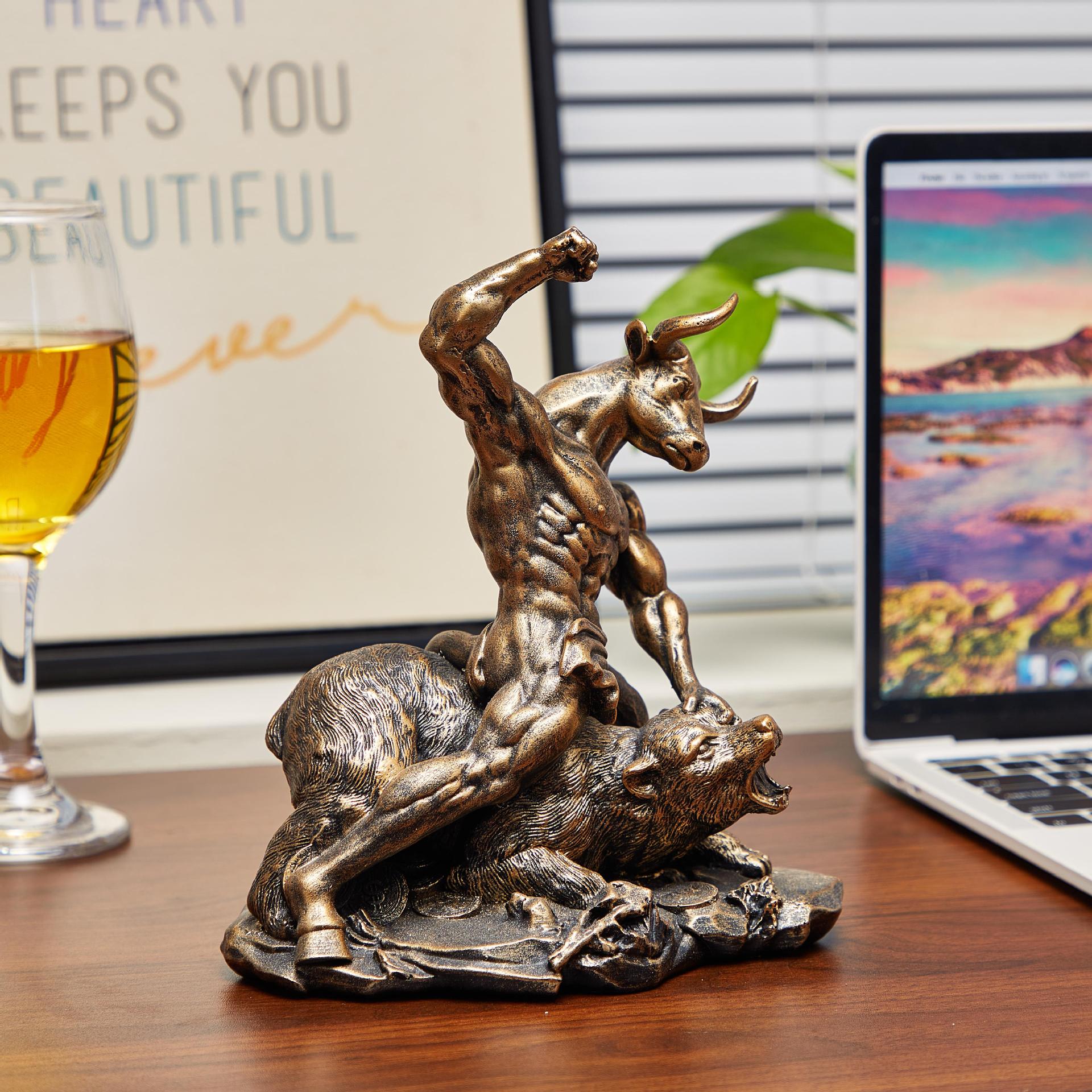 Resin Animal Ornament Bull Bea - Home Office Bookshelves ulasan dan harga
