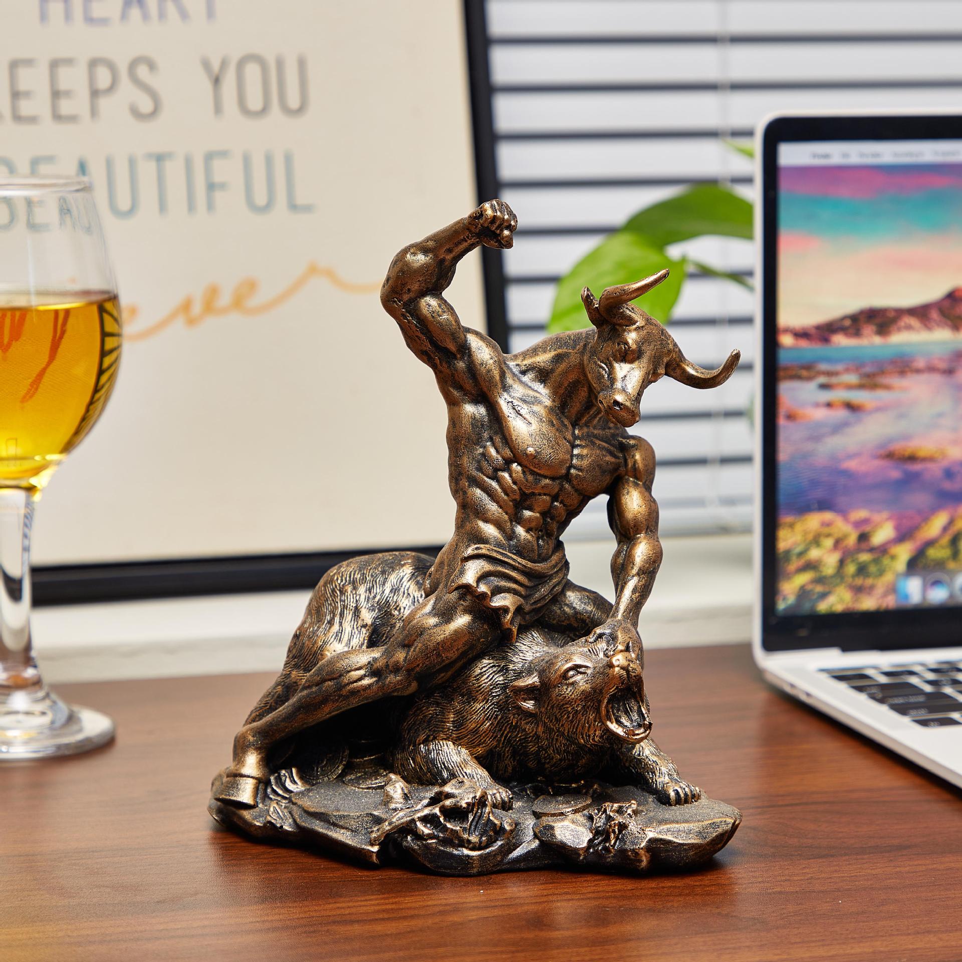 Resin Animal Ornament Bull Bea - Home Office Bookshelves ulasan dan harga