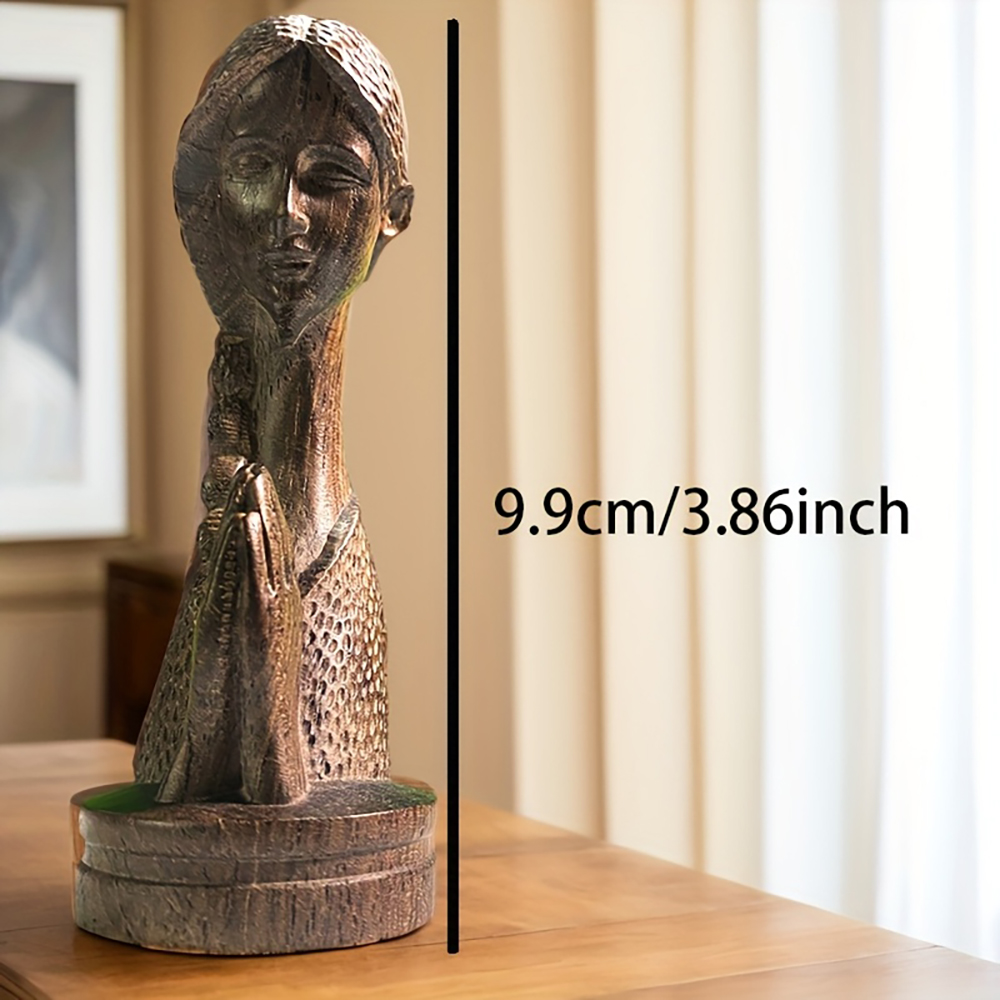 1PC Wooden Carved Praying Girl - Home Office Bookshelves ulasan dan harga