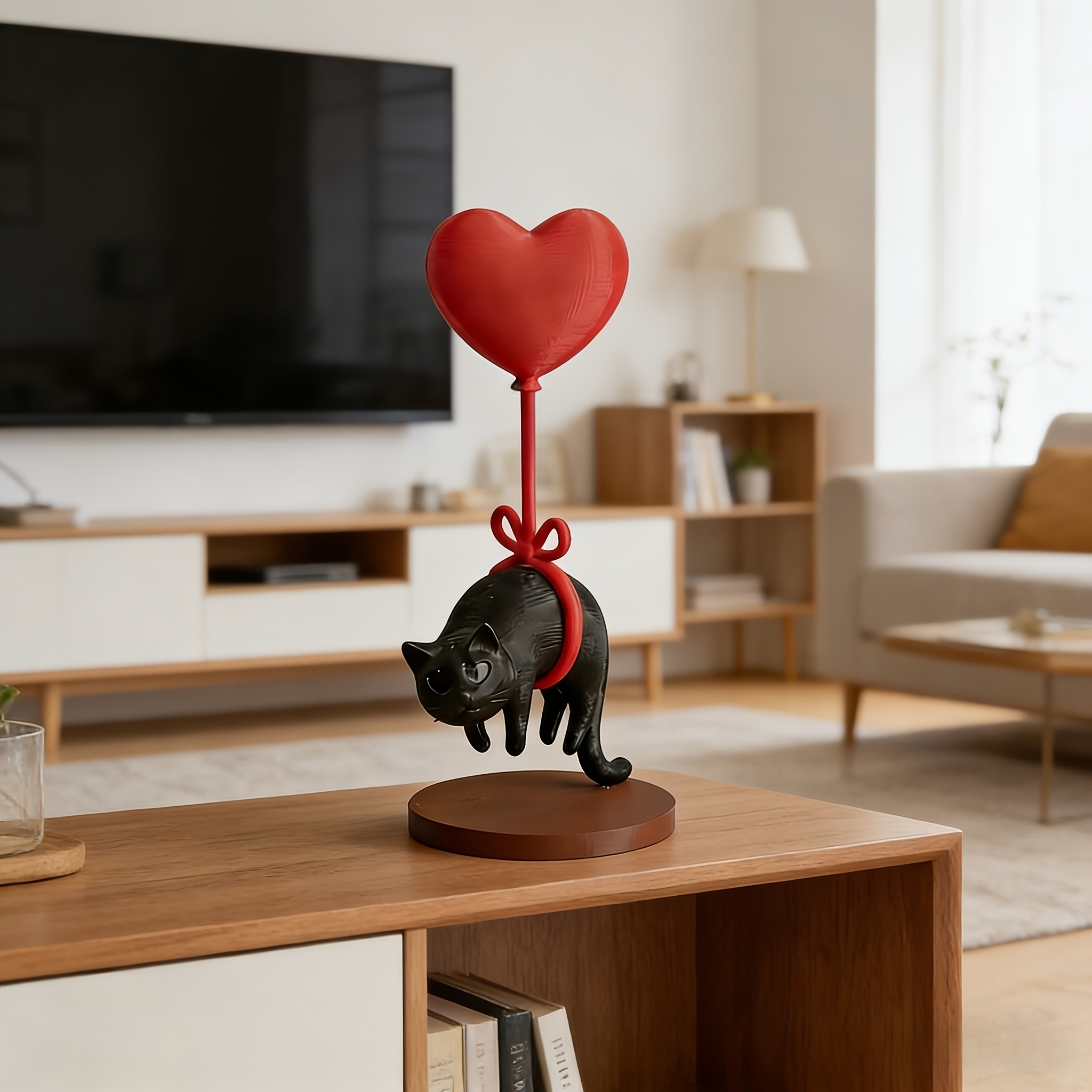 Floating Cat w/ Heart Balloon  - Home Office Bookshelves ulasan dan harga