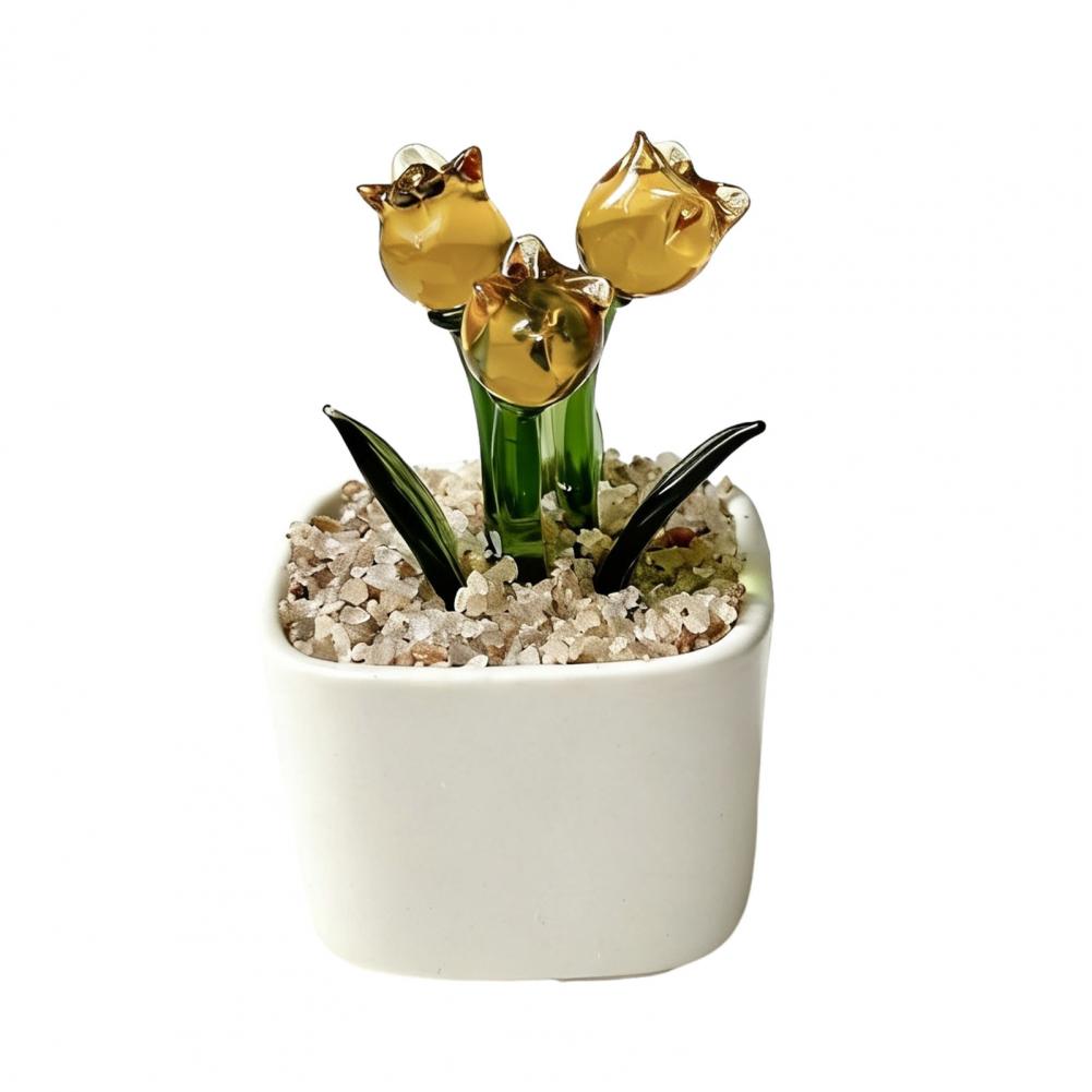 Mini Potted Glass Flower Decor - Home Office Bookshelves ulasan dan harga