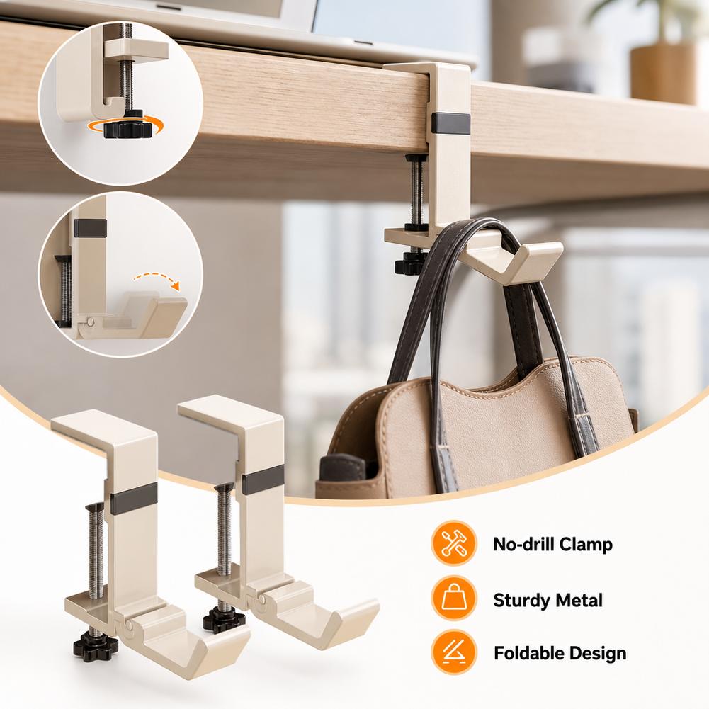 No Drill Foldable Desk Hook  C - Home Office Desk Ideas ulasan dan harga