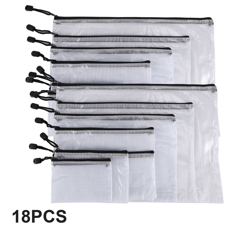 18Pcs Mesh Zipper Pouch Docume - Home Office Bagas ulasan dan harga