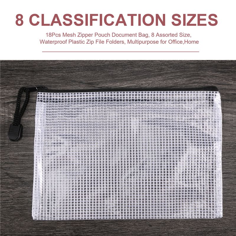 18Pcs Mesh Zipper Pouch Docume - Home Office Bagas ulasan dan harga