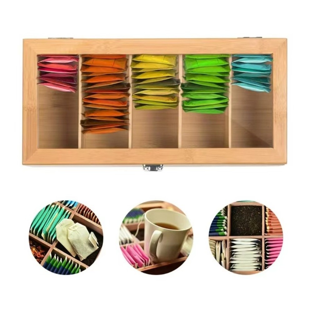 Portable Bamboo Tea bag Storag - Home Office Bagas ulasan dan harga