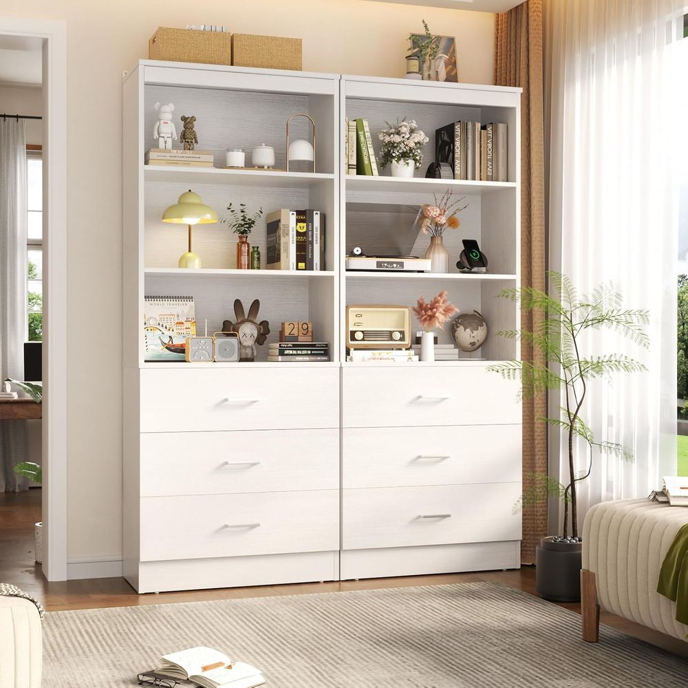 6-Tier White Wooden Bookshelf  - Home Office Bookshelves ulasan dan harga