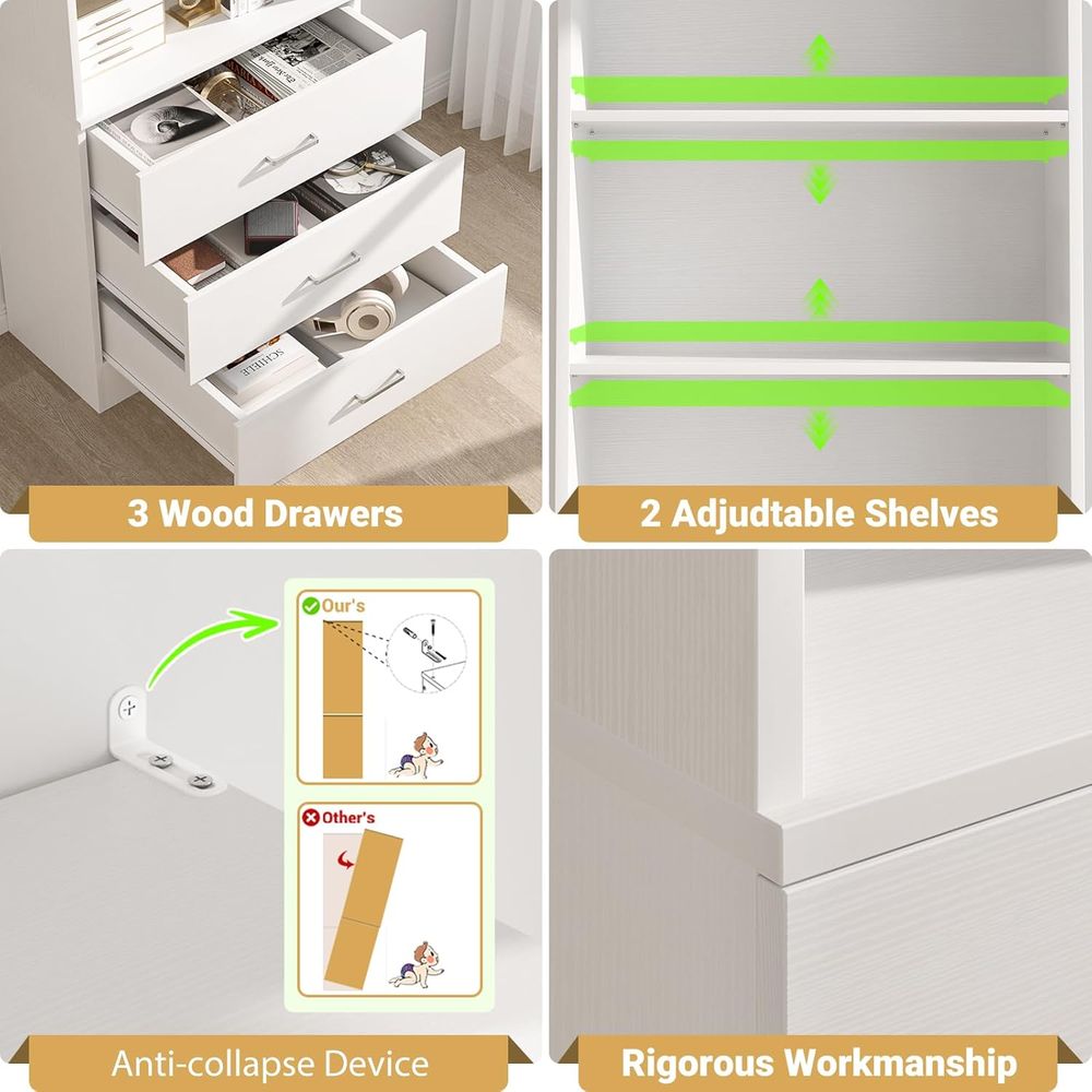 6-Tier White Wooden Bookshelf  - Home Office Bookshelves ulasan dan harga